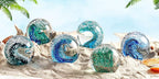 EUSTUMA Hand Blown Glass Figurines Ball Ocean Waves,Paperweight Glass Ball,Home Decor Collectible,Aquarium Decor,Office Decor Ocean Lovers