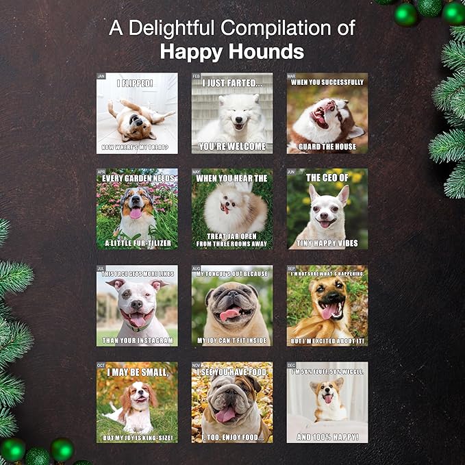 MICASA PRESS Dog-Gone Happy 2026 Wall Calendar 12 Month | 12" x 24" Open | Thick & Sturdy Paper | Holiday Gift | Meme Pooches Puppy Funny Dog Calendar 2026