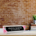 Signs ByLITA Floral Pattern Customized Nameplate | Midnight Bloom Personalized Full Color Acrylic Desk Sign