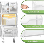 YINGHUA 6 Pack Mesh File Holders Wall Mounted - Durable Metal Hanging Organizer with Hooks - 12.6 Inch Vertical Wall Baskets for Mail Papers Office Home and School Storage - White