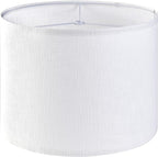 GO&SO White Textured Drum lampshade Medium Lamp Shade 13" Top x 13" Bottom x 10" High (Spider) Modern Linen Lamp Shades for Table Lamp Bedside Lamp Natural Linen Replacement Assembly is Required