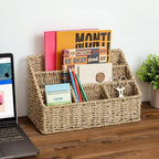 DINGTAI Mail Organizer Countertops, Desk Organizer Bills Organizer, Mail Sorters Organizers, Pencil Holder Magazine File Holder, Desk Organizer and Accessories(Seagrass)