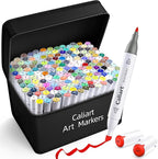 Caliart Alcohol Based Markers, 180 Colors Art Marker Set Fine & Chisel Dual Tip, Permanent Colored Pens for Adults Coloring Book Artists Illustration Sketch Drawing