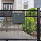LAND·VOI Locking Mailbox Wall Mounted, Metal Postbox with Three Sets of Mail Box Number Stickers, 4 Keys, 14.4" x 4.5" x 11.2", Large Capacity, Anthracite Gray AMB11G