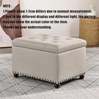 Decent Home Storage Ottoman, 24" Linen Fabric Rectangle Bench Foot Rest Stool, Fabric Footrest Ottomans with Storage, Storages Seats for Living Room, Bedroom, Office