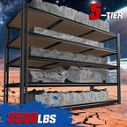 ROOMFAVE 60" W Garage Shelving 72" H Metal Shelving 3500LBS Storage Shelves Heavy Duty 5 Tier Adjustable Shelving Unit for Storage Rack Pantry Shelf Commercial,60" W x 24" D x 72" H