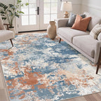 GENIMO Washable Rugs 8x10 Area Rugs for Living Room Bedroom, Modern Lightweight Rug Ultra Soft Indoor Area Rugs 8x10 for Dining Room, Low Pile Carpet with Non Slip Backing, Blue Red