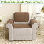 Couch Arm Covers, Waterproof Armrest Cover for Sofa, Armchair, Loveseat, Non-Slip Recliner Arm Covers, Sofa Headrest Covers, Arm Chair Covers Set of 2 (Coffee, 26"×26")