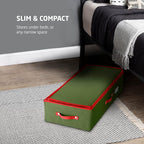 ZOBER Underbed Christmas Ornament Storage Box - Stores 72 Large 4" Ornaments, With Dividers - Tear Proof 600D Oxford Fabric, Ornament Organizer Storage Box, Durable Christmas Containers Holder - Green