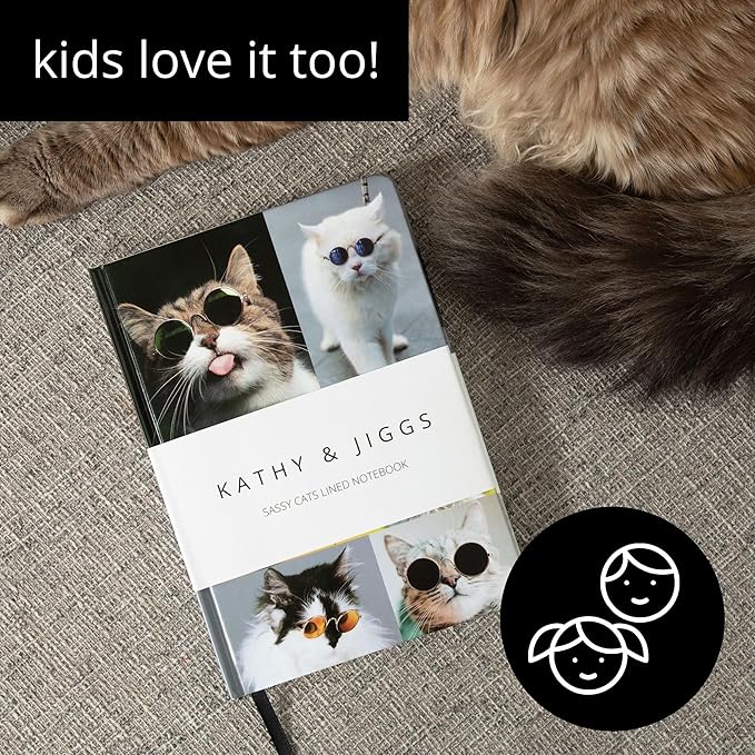 Kathy & Jiggs: Sassy Cat A5 Lined Journal 160 Pages, 5.8 X 8.4 Hardcover Notebook, College Ruled: Cute Aesthetic Gifts for Cat Dads, Mom, Kids, Animal Lovers, Men, Women, Note Book, Diary, Journaling