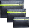 Fireproof Document Bag – 3 Pack (15" x 11", 13" x 9.7", 10.5" x 8") Fireproof & Water- proof Document Organizer | Document Holder with Zipper Secure for Cash, Passports, Check& More
