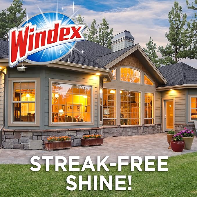 Windex Outdoor Window and Glass Cleaner for Hose Ammonia Free, Concentrated Formula for Deep Outdoor Clean, Patio Cleaner, Compatible With All Hoses, 32 Fl Oz (Pack of 2)