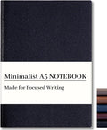 CAGIE Lined Journal Notebook for Men & Women,176 Pages A5 Medium Size Softcover Leather Journals for Writing,Travel,Business,Work & School, 100 GSM Thick Paper (5.7'' x 8.3'') (Black)