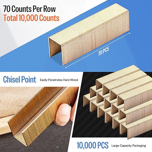 meite 16 Gauge 1-Inch Wide Crown Staples 2'' Leg, Galvanized P-Type Heavy Duty Construction Staples for Stapler Gun - Roofing Flooring Fencing House-Wrap, Strong Holding & Tear-Resistance, 10,000 PCS