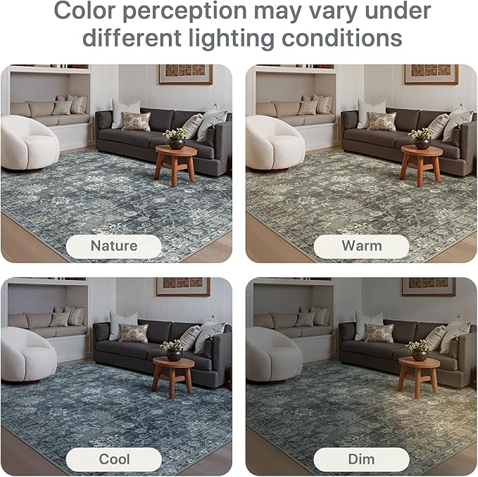 GENIMO Runner Rug 2x12 Non Slip Machine Washable Vintage Hallway Runner Rug, Low Pile Lightweight Rugs for Entryway, Hallway, Kitchen and Corridor, Ashen Taupe