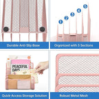ReePlan Mail Organizer Countertop with 5 Slot, Metal Mail Holder for Desk, File Holder Letter Sorter for Envelope, Bill and Document (Rose Gold)