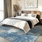 GENIMO Washable Area Rugs for Living Room, 8x10 Modern Non Slip Rugs, Low Pile Lightweight Soft Print Rug for Bedroom, Dining Room, Home Office, Washed Mist Blue