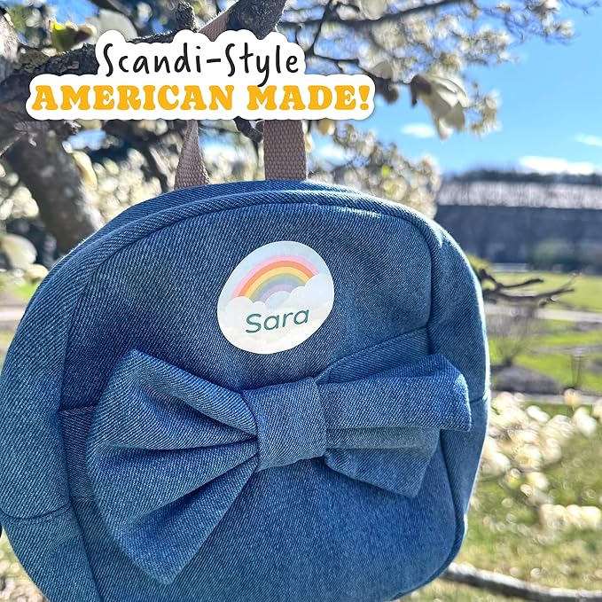 Large Name Labels for Kids (33) - Custom Stickers for Daycare and School Supplies - Durable, Waterproof Stickers for Water Bottles, Lunch Boxes, and More with Unique Designs - Rainbow
