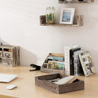 MyGift® Distressed Brown Vintage Wood Paper Tray, Office Desktop Document, File Folder, Magazine Holder Tray