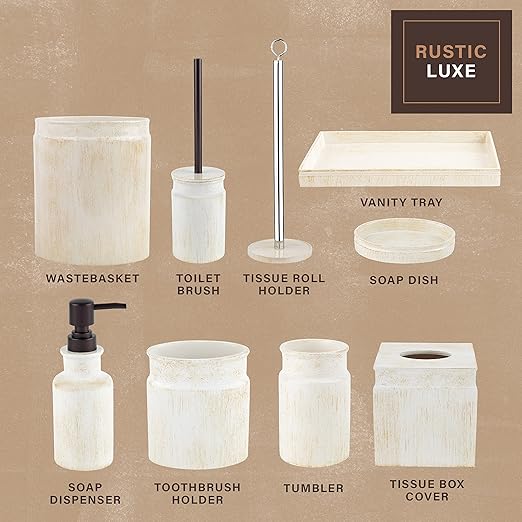 Creative Scents Rustic Luxe Small Bathroom Trash Can 1.53 Gal / 5.8L - Oval Bathroom Garbage Can Bin for Modern Farmhouse Decor - Small Waste Basket for Bathroom and Bedroom