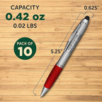 DISCOUNT PROMOS Custom Stylus Ballpoint Pens Set of 10, Personalized Bulk Pack - Black Ink, Great for Office, School, Business, Tradeshows, Events - Red