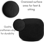 BIRDROCK HOME Outdoor Pouf Ottoman | Hand Woven Waterproof Foot Stool with Bead Bag Filling | Boho Foot Rest for Patio, Living Room, Porch & Outdoor Seating | Lightweight, Soft Stuffed Chair | Black