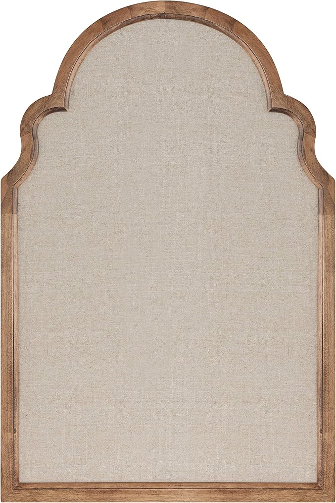 Kate and Laurel Hogan Farmhouse Framed Arch Fabric Pinboard, 24 x 36, Natural Rustic, Decorative Bulletin Board for Wall