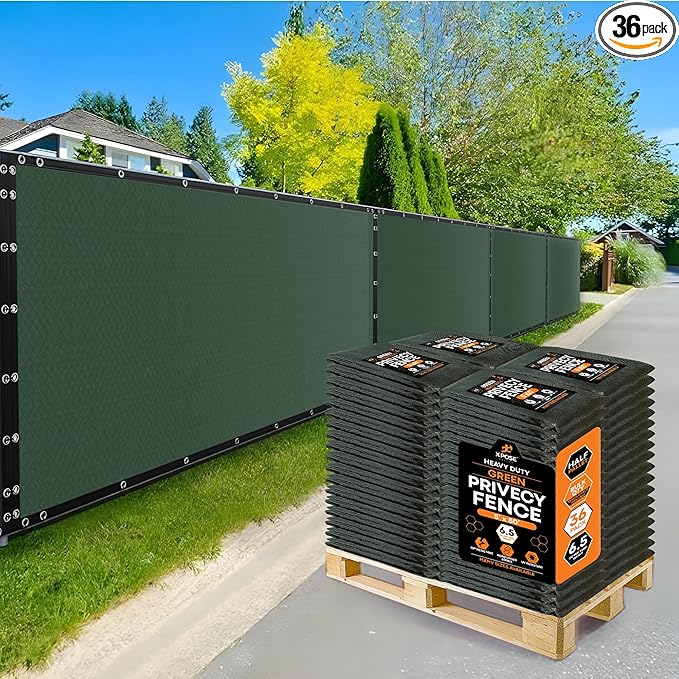 Xpose Safety Privacy Fence Screen 5’ x 50’ (36 Pack) – Bulk Half Pallet – Heavy Duty Green Mesh with 90% Visibility Block, UV Protection – for Garden, Yard, Nursery, Kennel, Dog Run, Greenhouse