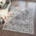 Rugcomf Area Rug 4x6 Rug Washable Boho Rugs Non Slip Low Pile Soft Floral Small Carpet for Bedroom, Bedside, Kids Room, Office, Dining Room(Grey)