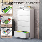 mysteeldepot 5 Drawer Lateral File Cabinet with Lock, Metal File Cabinet, Lateral File Cabinets for Home Office, Heavy Duty File Storage Cabinet for Legal/Letter/A4 Document, Assembly Required, White