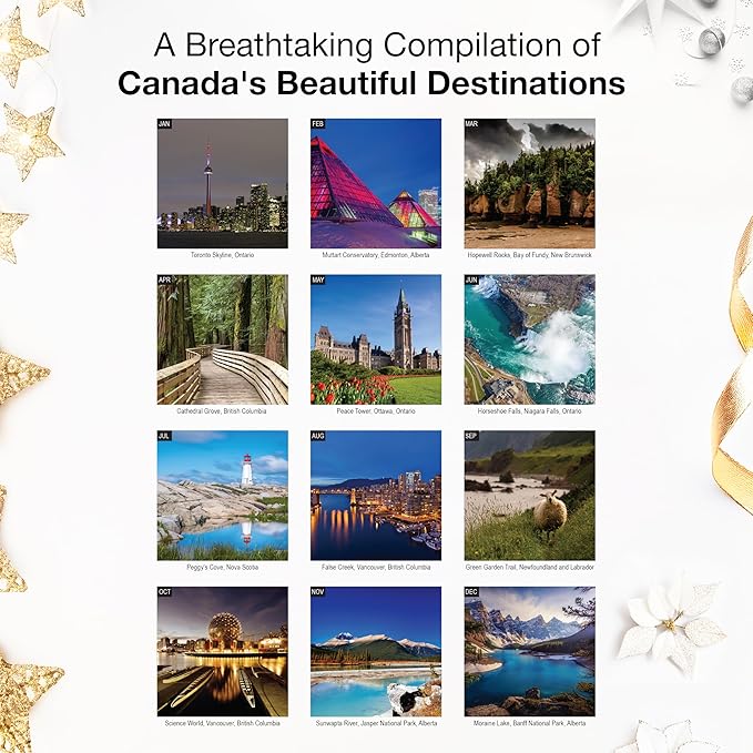 RED EMBER Canada 2026 Wall Calendar 12 Month | 12" x 24" Open | Thick & Sturdy Paper | Holiday Gift | Travel Calendar 2026
