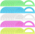 100 Pieces Protractors Bulk Plastic 180 Degrees 6 Inch Translucent Protractors for Geometry, Angle Measurement, 5 Colors