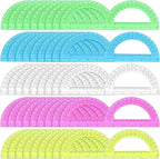 100 Pieces Protractors Bulk Plastic 180 Degrees 6 Inch Translucent Protractors for Geometry, Angle Measurement, 5 Colors