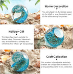 EUSTUMA Hand Blown Glass Figurines Ball Ocean Waves,Paperweight Glass Ball,Home Decor Collectible,Aquarium Decor,Office Decor Ocean Lovers