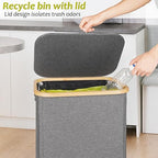 efluky Recycling Bin Holder 100L, 26 Gallon Trash Can with Lid, Garbage Bag Holder for Yellow Bags, Easy Removal, (Inner Bag Not Included) -Grey