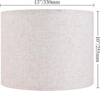 Set of 2 Drum Lampshades for Table, Floor & Bedside Lamps - 13 * 13 * 10 inch, Medium Beige Gray Shades - Natural Fabric Spider Fitter - Modern & Rustic Interiors - By GO&SO Assembly Required