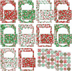 TaoBary 160 Pcs Stationery Paper Set 50 Double Sided Stationery Papers with 50 Matching Envelopes and 60 Round Dot Sticker, 10 Design(Christmas Candy,5.5 x 8.25 Inch)
