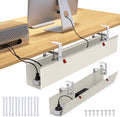 Cotohim Under Desk Cable Management Tray - Under Desk Cord Management - Clamp/Screw Mount - Fabric Wire Management - Cable Raceways Tray Cord Hiders for Office/Home (Beige, 35.8"×5.6")