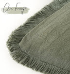 Foindtower Set of 2 Decorative Linen Fringe Throw Pillow Covers Cozy Boho Farmhouse Cushion Cover with Tassels Soft Accent Pillowcase for Couch Sofa Bed Living Room Home Decor,18×18 Inch,Olive Green