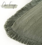 Foindtower Set of 2 Decorative Linen Fringe Throw Pillow Covers Cozy Boho Farmhouse Cushion Cover with Tassels Soft Accent Pillowcase for Couch Sofa Bed Living Room Home Decor, 16×16 Inch, Olive Green