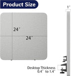 KERRAM Desk Privacy Panel 24 x 24 Inch, Sound Absorbing & Proof Desk Divider for Office, Clamp-on/Screw-on Acoustic Desk Back Panel Partition, Gray
