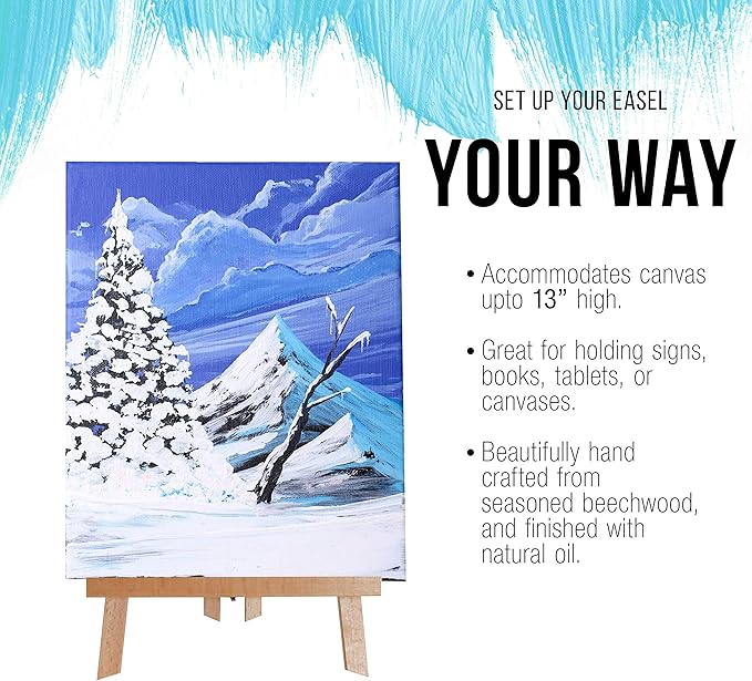 U.S. Art Supply 14" Medium Tabletop Display Easel - Beechwood Artist A-Frame Display Stand, Wooden Easel for Painting, Canvas Stand, (Pack of 6) Classrooms Events Photo Picture Sign Holder