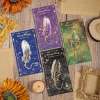 Feather-Shaped Metal Bookmarks with Chain, 4-Pack Vintage-Inspired Book Marks Set - Cute Unique Page Markers Gifts for Book Lovers, Readers, Writers, Reading Women, Men, Kids, Teens (Starry Wings)