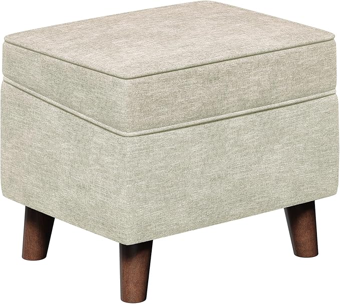FAGAGA Foot Rest with Adjustable Cover, 18" Storage Ottoman Dorm, Footstool and Sitting Stool, Ottoman Foot Stools for Living Room, Bedroom, Dorm, Beige