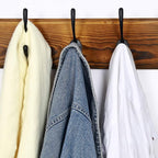 Dseap Wall Mounted Coat Rack: 38-1/4" Long, Patented, Heavy-Duty, 10-Double-Hooks Wooden Hanger Rail for Winter Coats, Hat, Jacket, Clothing - Natural & Black