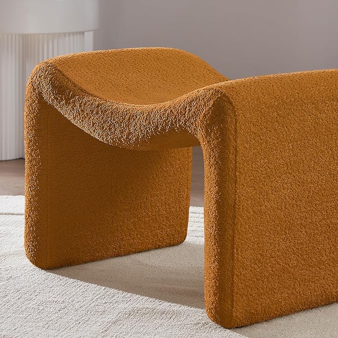 VANOMi Small Footstool Ottoman, Multi-Functional Modern Foot Stool, Sofa Footrest Extra Seating for Living Room, Entryway, Hallways and Bedrooms, Small, Curry