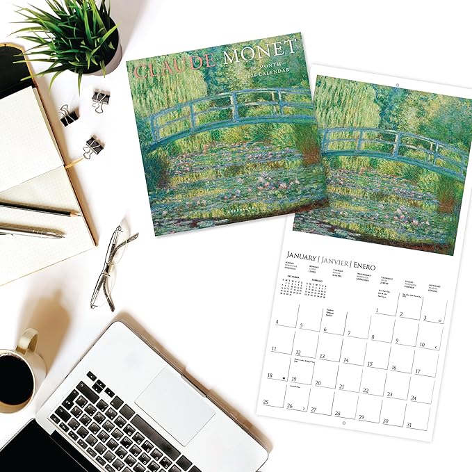 Graphique 2026 Monet Mini Wall Calendar | 7” x 7” | Thick Paper | Home & Office Organizer | Large Monthly Grid | 3 Languages & Marked Holidays | 4 Month Preview Page for 2027