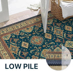 GENIMO Machine Washable 8x10 Area Rugs for Living Room, Non Slip Vintage Rugs, Low Pile Lightweight Chenille Print Rug for Bedroom, Dining Room, Home Office, Black Yellow