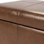 Adeco Faux Leather Cube Storage Ottoman, Coffee Brown Ottomans for Living Room, Bedroom