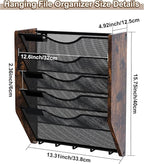 PAG-Mass Wall File Organizer With Hooks, 5 Tier Mesh Mail Organizer Wall Mounted,Hanging File Organizer,Magazine Holder for Documents,Magazine,Literature,File,Mails,Envelopes